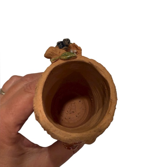 JUNE SEARS POTTERY TREE DESIGN CLAY VASE SQUIRREL MOUSE RABBIT BIRD Vintage - Picture 10 of 13